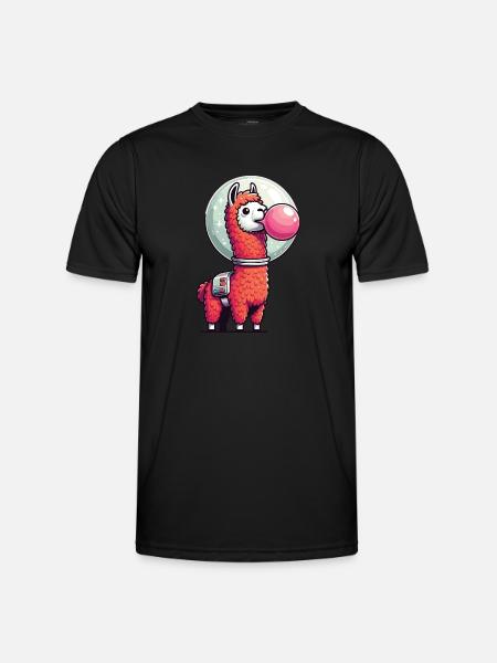 Lama-Astronaut - Männer Funktions-T-Shirt - Schwarz