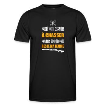 Malgré toutes ces années t-shirt chasse humour - T-shirt sport Homme - noir - Devant - AI Model Male 178 dark (178cm)