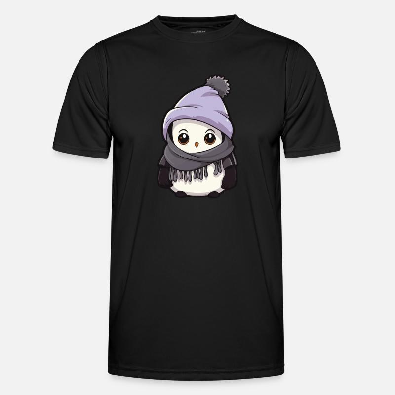 Pinguin Winter Comic - Männer Funktions-T-Shirt - Schwarz