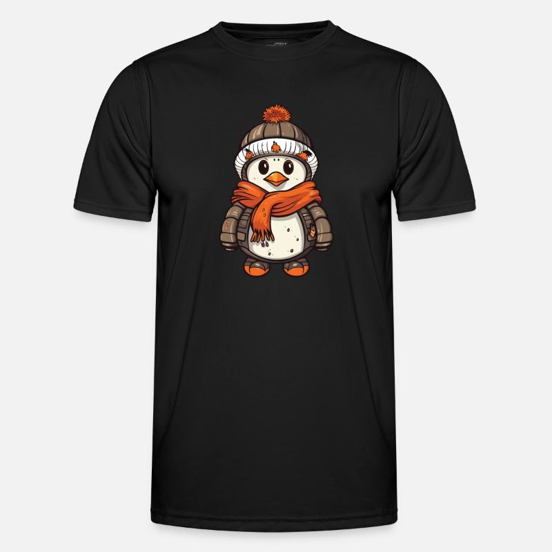 Penguin Comic Cute Winter - Men's Functional T-Shirt - black