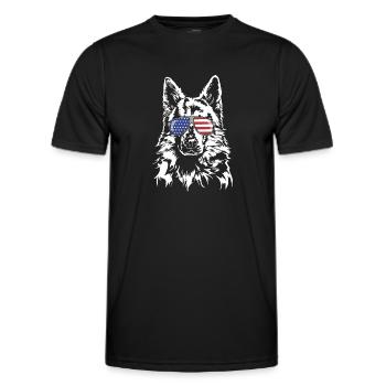 WEISSER SCHWEIZER SCHAEFERHUND Amerika Fahne Hunde - Männer Funktions-T-Shirt - Schwarz - Vorne - AI Model Male 178 dark (178cm)