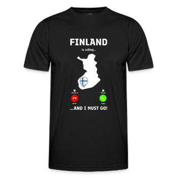 Finland Is Calling - Funny Incoming Call Design - Men's Functional T-Shirt - black - Front - AI Model Male 178 dark (178cm)