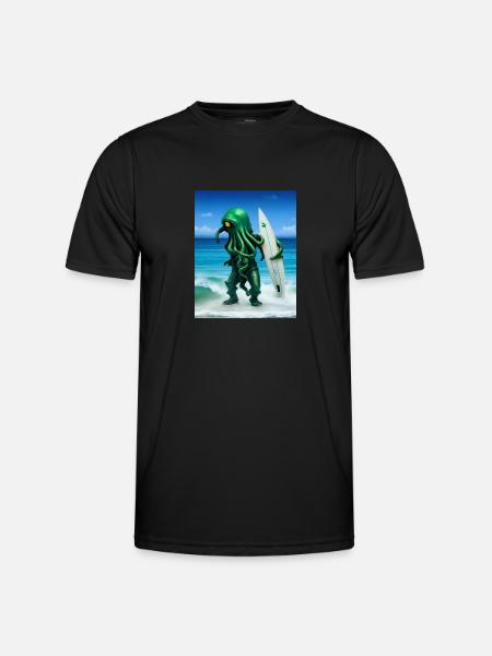 Surfing Octopus - Männer Funktions-T-Shirt - Schwarz