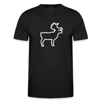 Rentier als weiße Kontur - Männer Funktions-T-Shirt - Schwarz - Vorne - AI Model Male 178 dark (178cm)