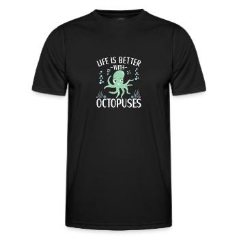 Octopus Outfit Octopus Octopus - Men's Functional T-Shirt - black - Front - AI Model Male 178 dark (178cm)