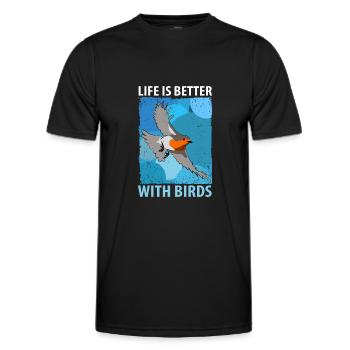Observation des oiseaux Oiseaux Observation des oiseaux Oiseaux - T-shirt sport Homme - noir - Devant - AI Model Male 178 dark (178cm)