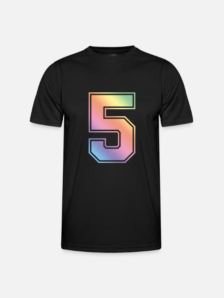 5 Zahl Bunt - Männer Funktions-T-Shirt - Schwarz