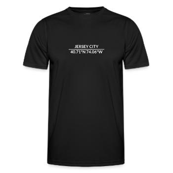 Jersey City New Jersey USA Koordinaten - Männer Funktions-T-Shirt - Schwarz - Vorne - AI Model Male 178 dark (178cm)