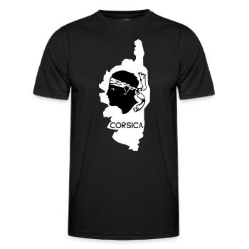 Corsica Insel mit Karte Frankreich mit Piratenkopf - Männer Funktions-T-Shirt - Schwarz - Vorne - AI Model Male 178 dark (178cm)