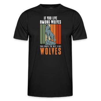 Werwolf Rudel Mystik Raubtier - Männer Funktions-T-Shirt - Schwarz - Vorne - AI Model Male 178 dark (178cm)