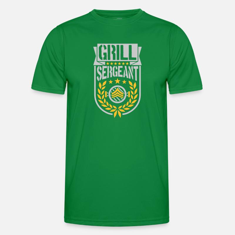 Grill Sergeant Lorbeerkranz Barbecue Männer Funktions-T-Shirt