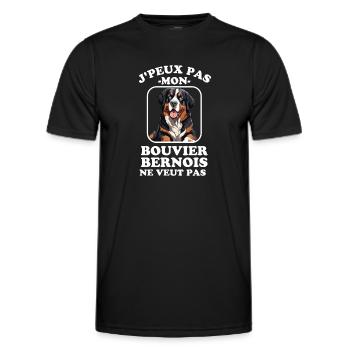 Chien de race bouvier bernois chien doux - T-shirt sport Homme - noir - Devant - AI Model Male 178 dark (178cm)