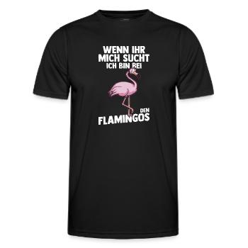 Wenn Ihr mich sucht bin ich bei den Flamingos - Männer Funktions-T-Shirt - Schwarz - Vorne - AI Model Male 178 dark (178cm)