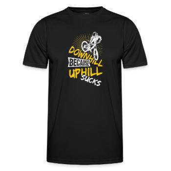 Downhill Because Uphill Sucks MTB Bicycles Ber - Men's Functional T-Shirt - black - Front - AI Model Male 178 dark (178cm)