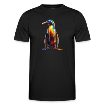 Pingouin arc-en-ciel - T-shirt sport Homme - noir - Devant - AI Model Male 178 dark (178cm)