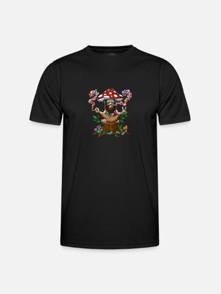 Tie-Dye Hippie Mushroom - Men's Functional T-Shirt - black