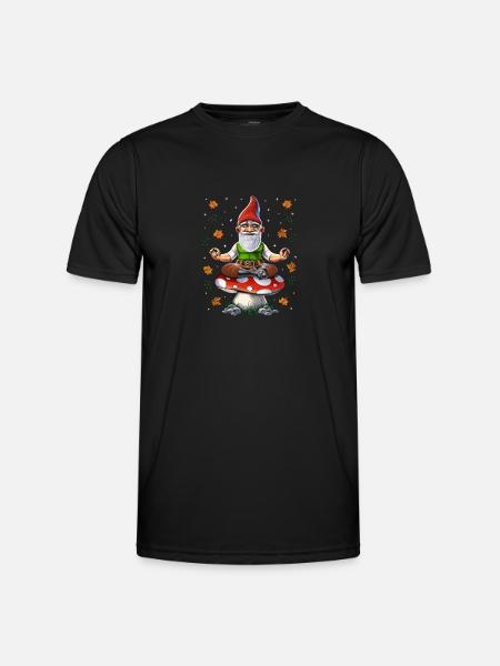 Zwergenpilz-Meditation - Männer Funktions-T-Shirt - Schwarz
