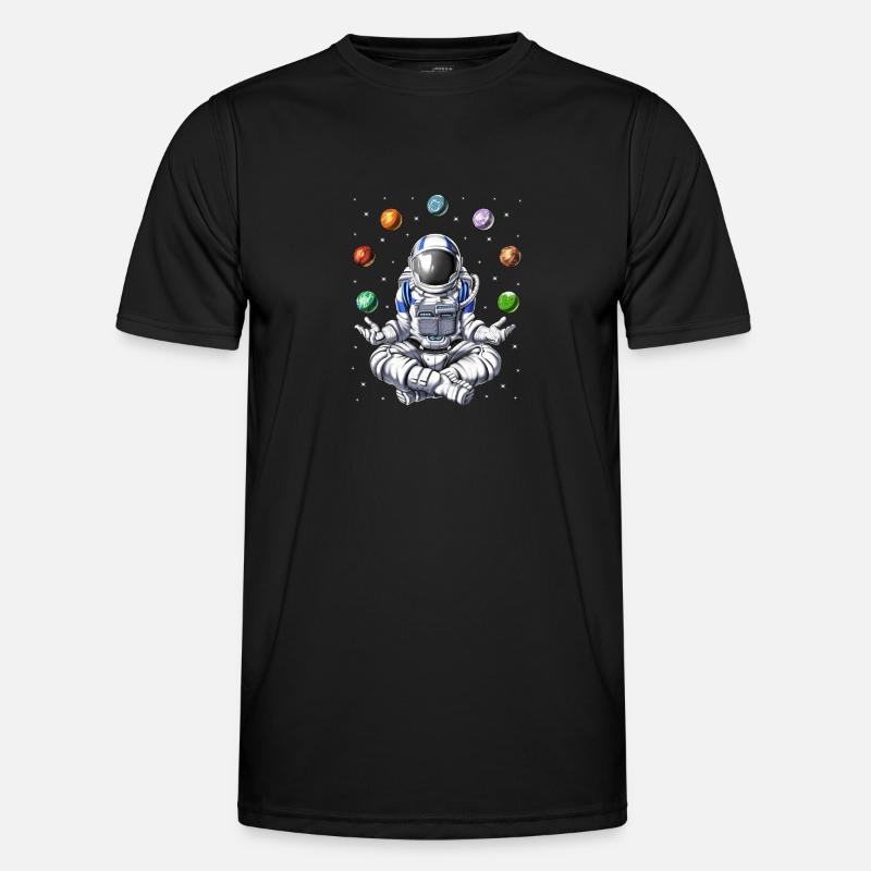 Astronaut Juggling Space Planets - Men's Functional T-Shirt - black