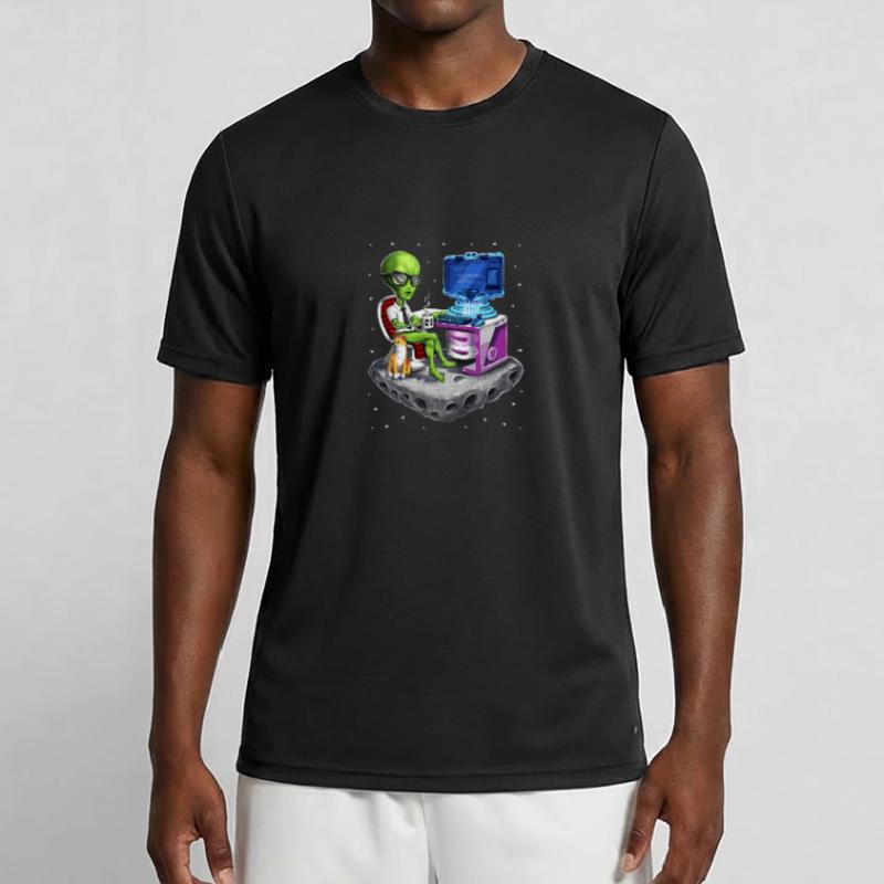 Space Alien Programmer Men's Functional T-Shirt