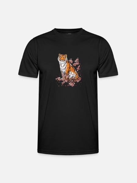 Cherry Blossom Tiger - Men's Functional T-Shirt - black