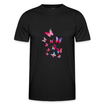 Falter,Schmetterling, butterfly, schwarm, fliegen - Männer Funktions-T-Shirt - Schwarz - Vorne - AI Model Male 178 dark (178cm)
