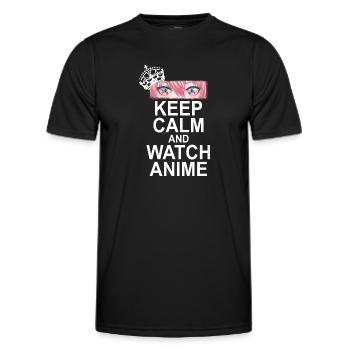 Keep Calm And Watch Anime - Männer Funktions-T-Shirt - Schwarz - Vorne - AI Model Male 178 dark (178cm)