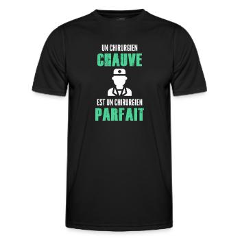 un Chirurgien chauve est un Chirurgien parfait - T-shirt sport Homme - noir - Devant - AI Model Male 178 dark (178cm)