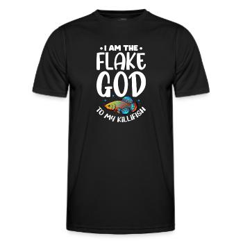 I am the flake god to my killifish Design - Men's Functional T-Shirt - black - Front - AI Model Male 178 dark (178cm)
