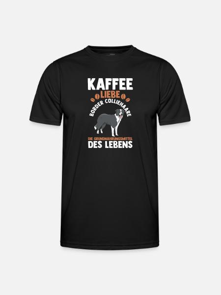 Kaffee Hund Border Collie - Männer Funktions-T-Shirt - Schwarz