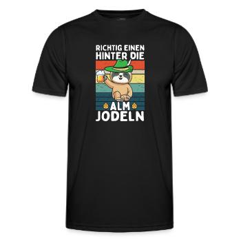 Faultier Einen Hinter Die Alm Jodeln - Männer Funktions-T-Shirt - Schwarz - Vorne - AI Model Male 178 dark (178cm)