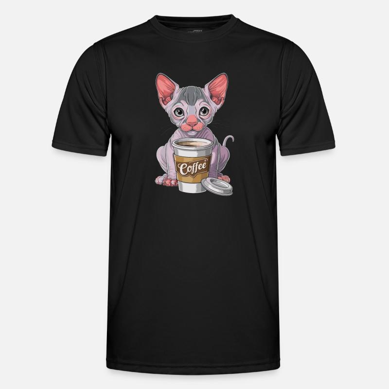 Nacktkatze mit Kaffee Männer Funktions-T-Shirt