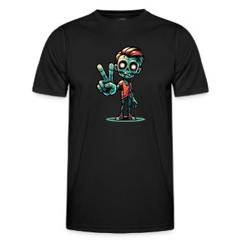 Signe de paix zombie - T-shirt sport Homme - noir - Devant - AI Model Male 178 dark (178cm)