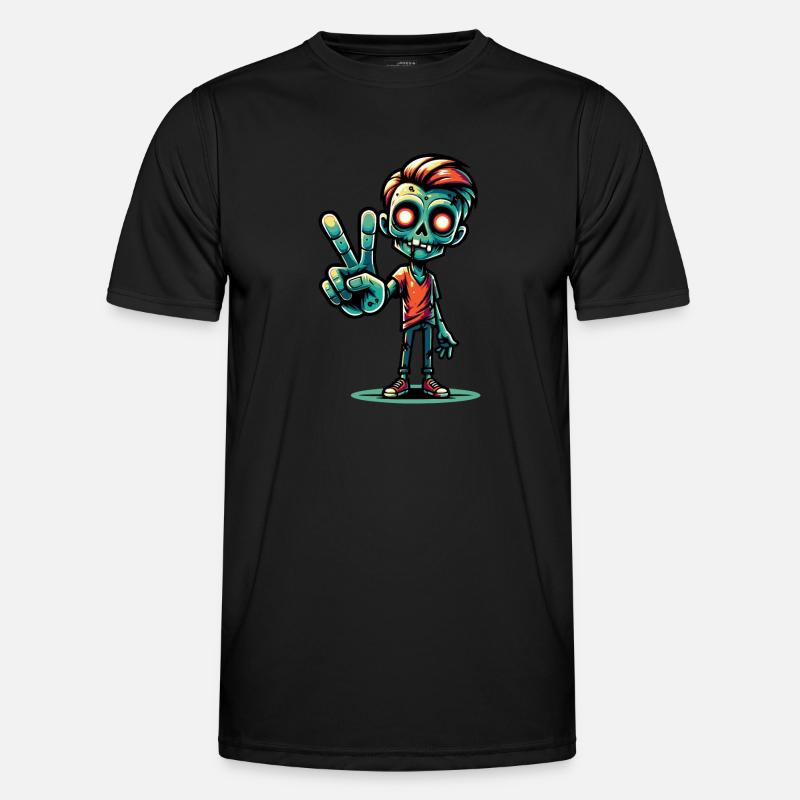 Zombie Peacezeichen Männer Funktions-T-Shirt