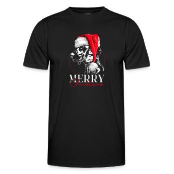 Père Noël CHIEN DE SUEUR HANOVRIEN Joyeux Noël - T-shirt sport Homme - noir - Devant - AI Model Male 178 dark (178cm)