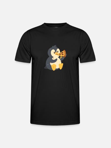 Penguin with pizza - Men's Functional T-Shirt - black