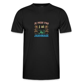 Ich kann nicht, ich habe Gartenarbeit - Männer Funktions-T-Shirt - Schwarz - Vorne - AI Model Male 178 dark (178cm)