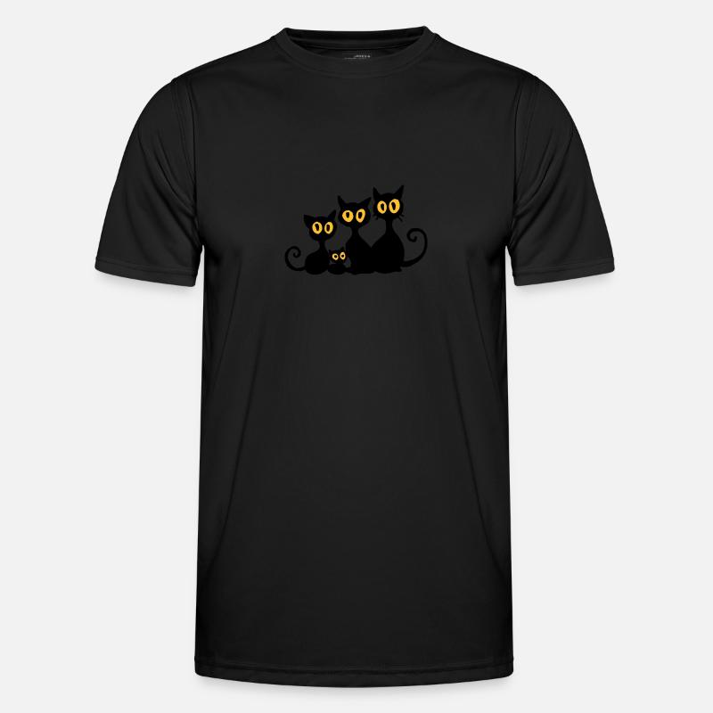 Schwarze Katzen Männer Funktions-T-Shirt