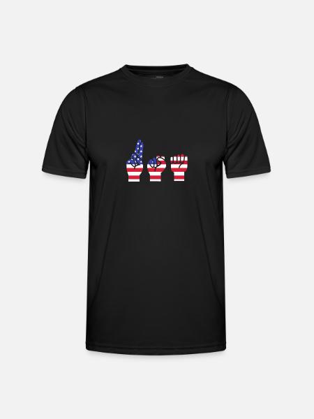 Sign language sign ASL deaf - Men's Functional T-Shirt - black