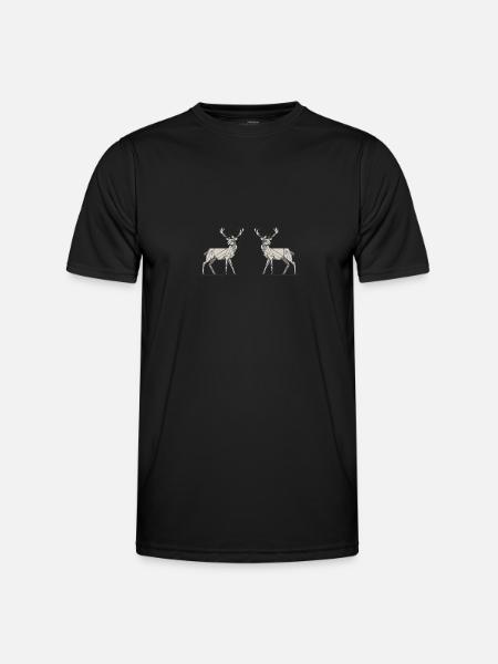 Hirsch 2 grau Schnee - Männer Funktions-T-Shirt - Schwarz