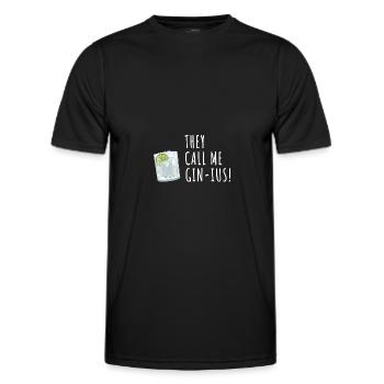 Gin Spruch They call me Gin-ius - Männer Funktions-T-Shirt - Schwarz - Vorne - AI Model Male 178 dark (178cm)