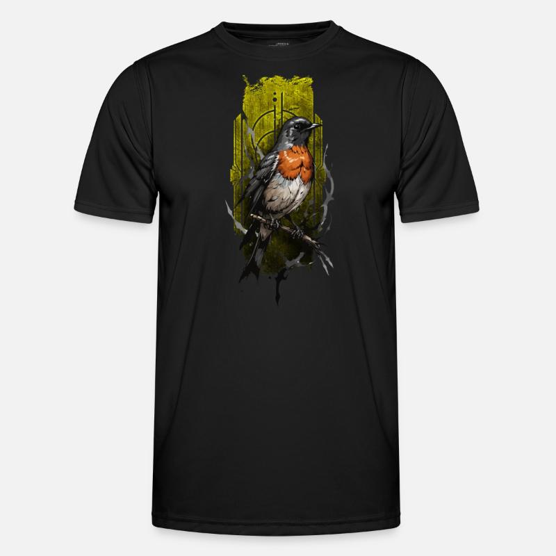 European Robin (Erithacus rubecula) - Men's Functional T-Shirt - black
