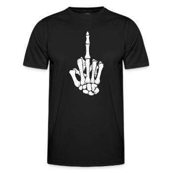 Mittelfinger Skelett Knochenhand - Männer Funktions-T-Shirt - Schwarz - Vorne - AI Model Male 178 dark (178cm)