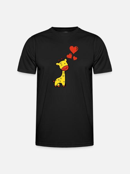 Giraffe verliebt - Männer Funktions-T-Shirt - Schwarz