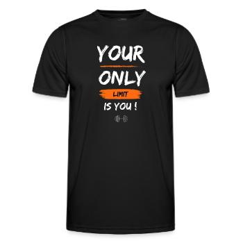 Deine einzige Grenze bist du, die Fitnessmotivation - Männer Funktions-T-Shirt - Schwarz - Vorne - AI Model Male 178 dark (178cm)