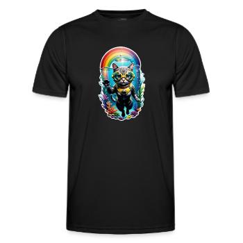 chat faisant de la plongée - T-shirt sport Homme - noir - Devant - AI Model Male 178 dark (178cm)