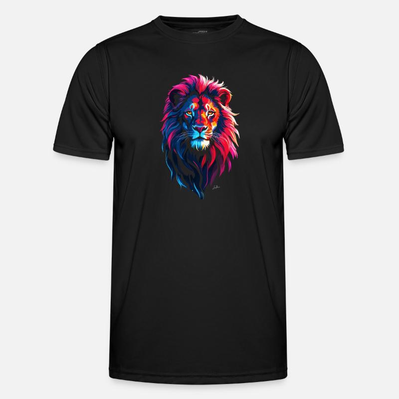 Red and blue lion - Men's Functional T-Shirt - black