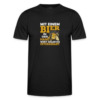 Mit Bier in der Hand wirst sogar du interessant - Männer Funktions-T-Shirt - Schwarz - Vorne - AI Model Male 178 dark (178cm)