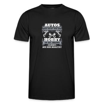 Autos sind nicht nur ein Hobby es ist meine Flucht - Männer Funktions-T-Shirt - Schwarz - Vorne - AI Model Male 178 dark (178cm)