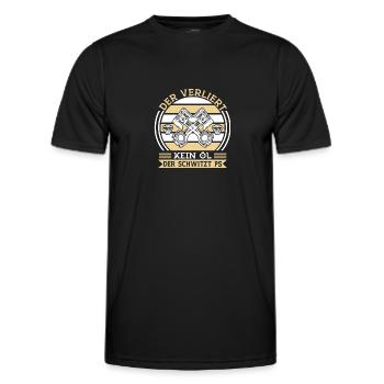 Der verliert kein Öl der schwitzt ps - Männer Funktions-T-Shirt - Schwarz - Vorne - AI Model Male 178 dark (178cm)