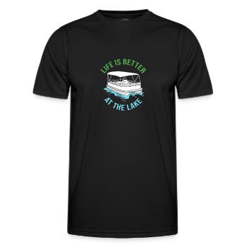 Pontoon Boat Boat Boats - Men's Functional T-Shirt - black - Front - AI Model Male 178 dark (178cm)